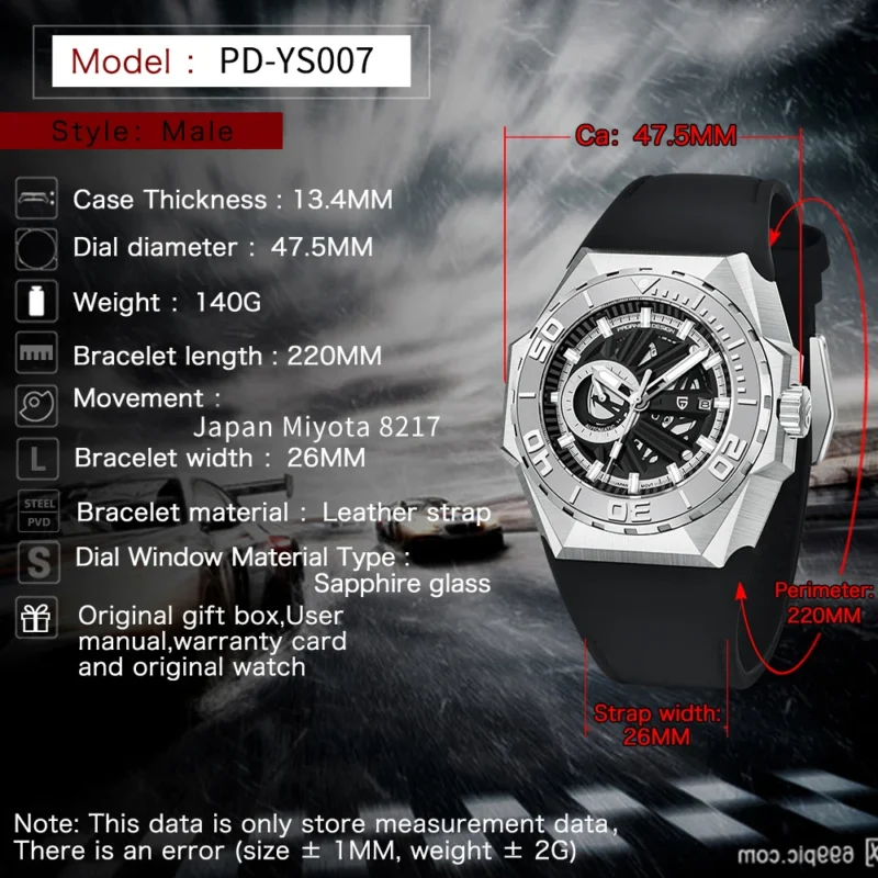 Professional Automatic Dive Watch with Sapphire Crystal and Stainless Steel Case - Image 6