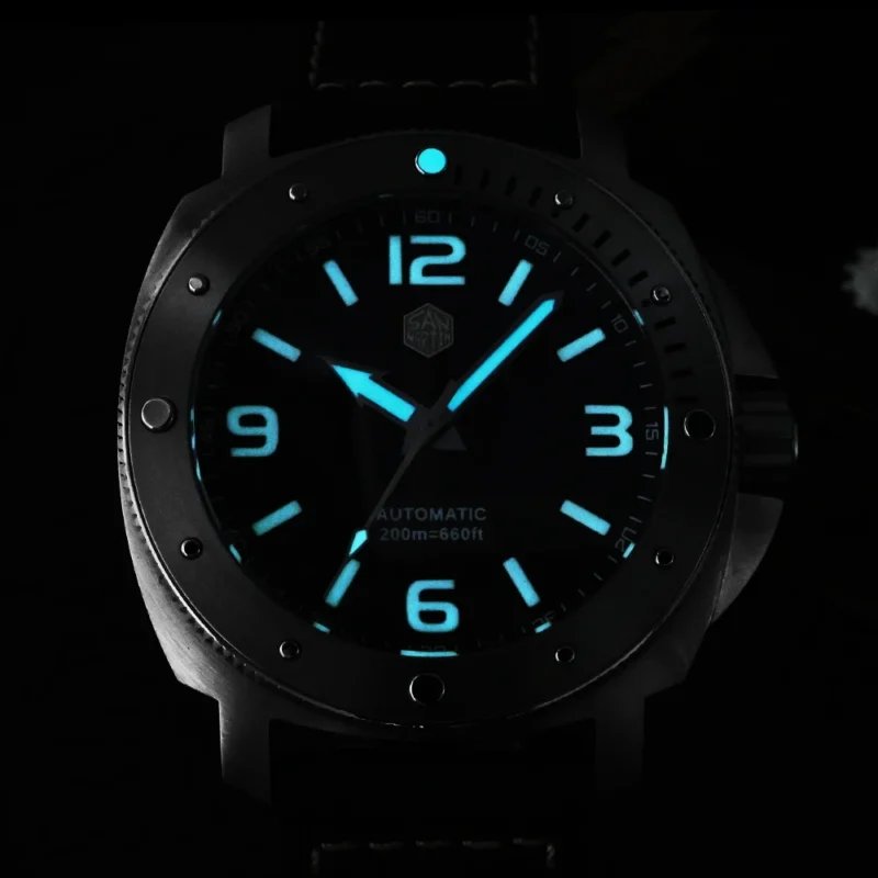 Professional Dive Automatic Watch with Sapphire Crystal and Leather Strap - Image 6