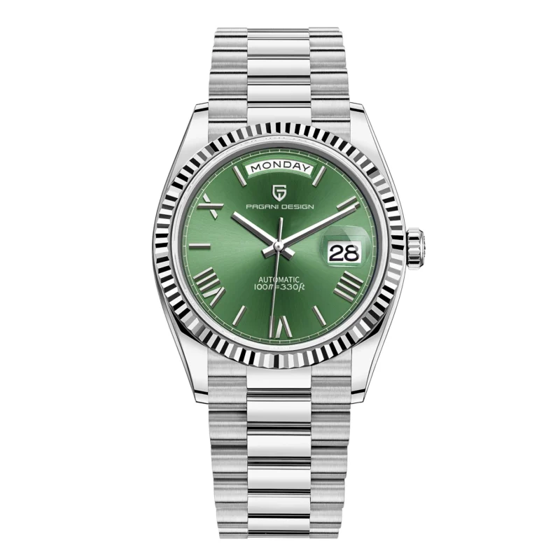 Classic Automatic Luxury Watch with Sapphire Crystal and Stainless Steel Bracelet - Image 8