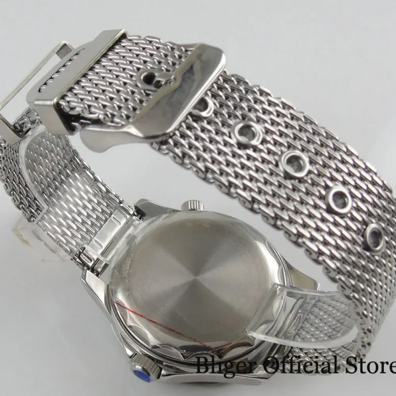 Professional Automatic Dive Watch with Sapphire Crystal and Mesh Bracelet - Image 6