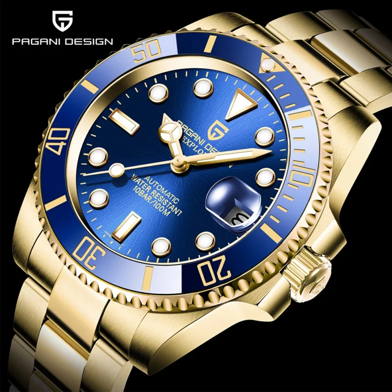 Luxury Automatic Dive Watch with Sapphire Crystal and Stainless Steel Bracelet - Image 2