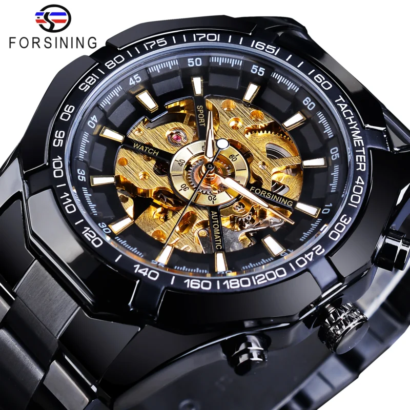 Luxury Skeleton Automatic Watch with Transparent Dial and Stainless Steel Bracelet - Image 12