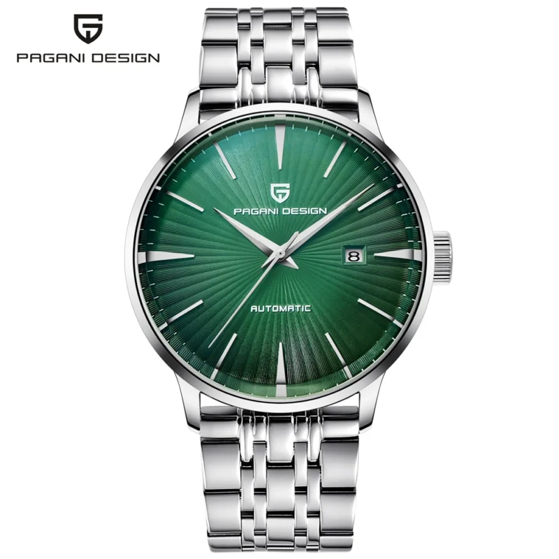 Classic Automatic Calendar Watch with Stainless Steel Case and Leather Band - Image 12