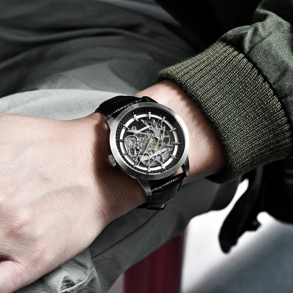 Intricate skeleton watch revealing the complex mechanics behind precision timekeeping