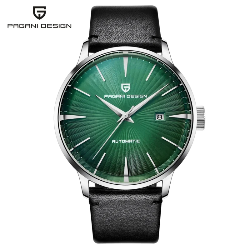 Classic Automatic Calendar Watch with Stainless Steel Case and Leather Band - Image 8