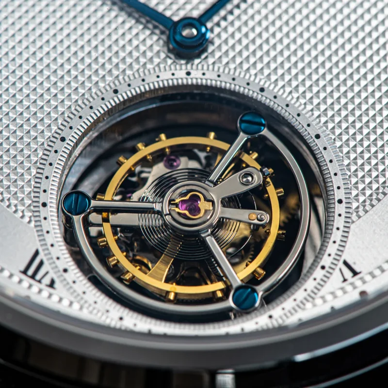 Luxury Tourbillon Skeleton Mechanical Watch with Sapphire Crystal and Crocodile Leather Strap - Image 4