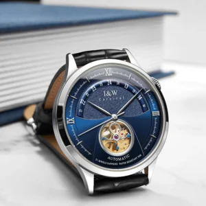 Luxury Tourbillon Automatic Watch with Sapphire Crystal and Leather Strap