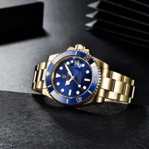 Luxury Automatic Dive Watch with Sapphire Crystal and Stainless Steel Bracelet