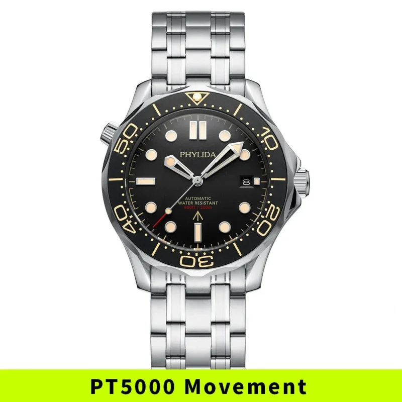 Professional Automatic Dive Watch with Sapphire Crystal and Mesh Bracelet 200M Water Resistant - Image 8