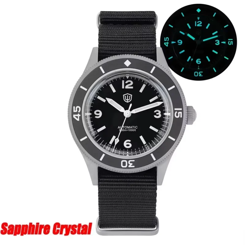 50-Fathoms Professional Dive Automatic Watch with Sapphire Crystal and Nylon Strap - Image 9