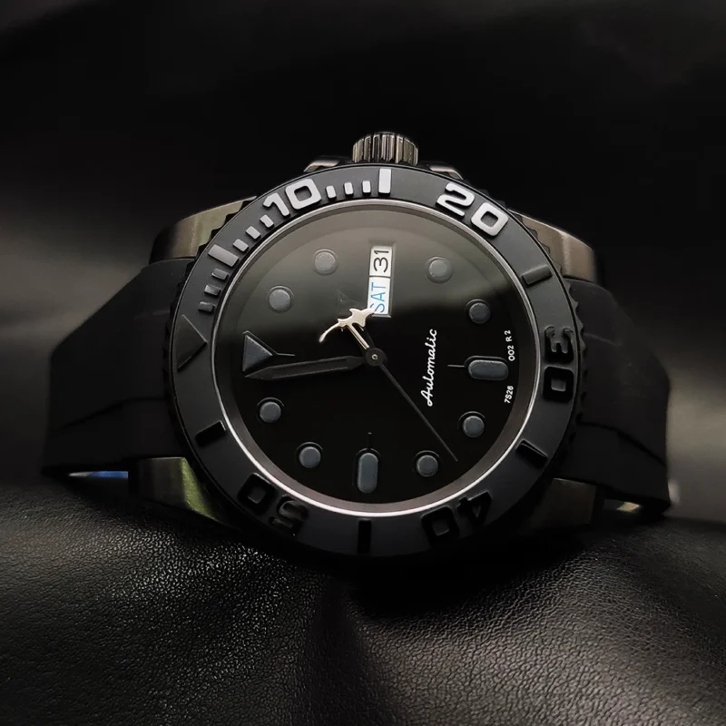 Elegant Black PVD Automatic Dress Watch with Sapphire Crystal and Steel Bracelet - Image 7