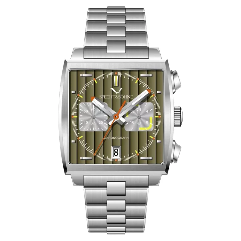 Luxury Rectangular Chronograph Quartz Watch with Stainless Steel Bracelet and Calendar Function - Image 19