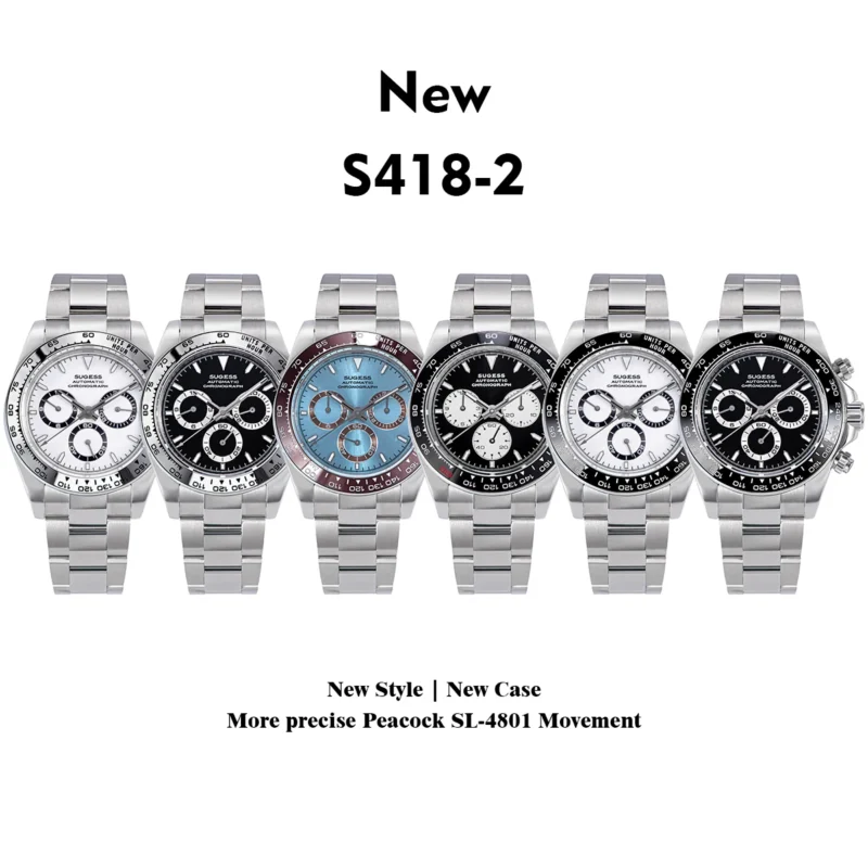 Professional Panda Dial Chronograph Automatic Watch with Ceramic Bezel and Stainless Steel Bracelet - Image 2