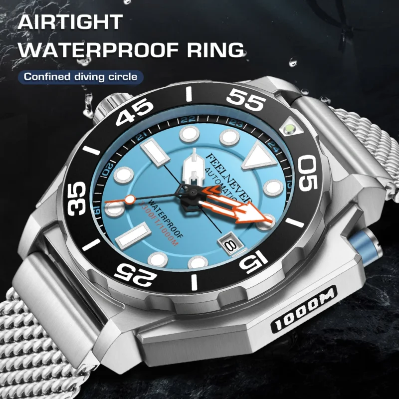 FeelNever Luxury Automatic Mechanical Watch with Complete Calendar and 100m Water Resistance - Image 3