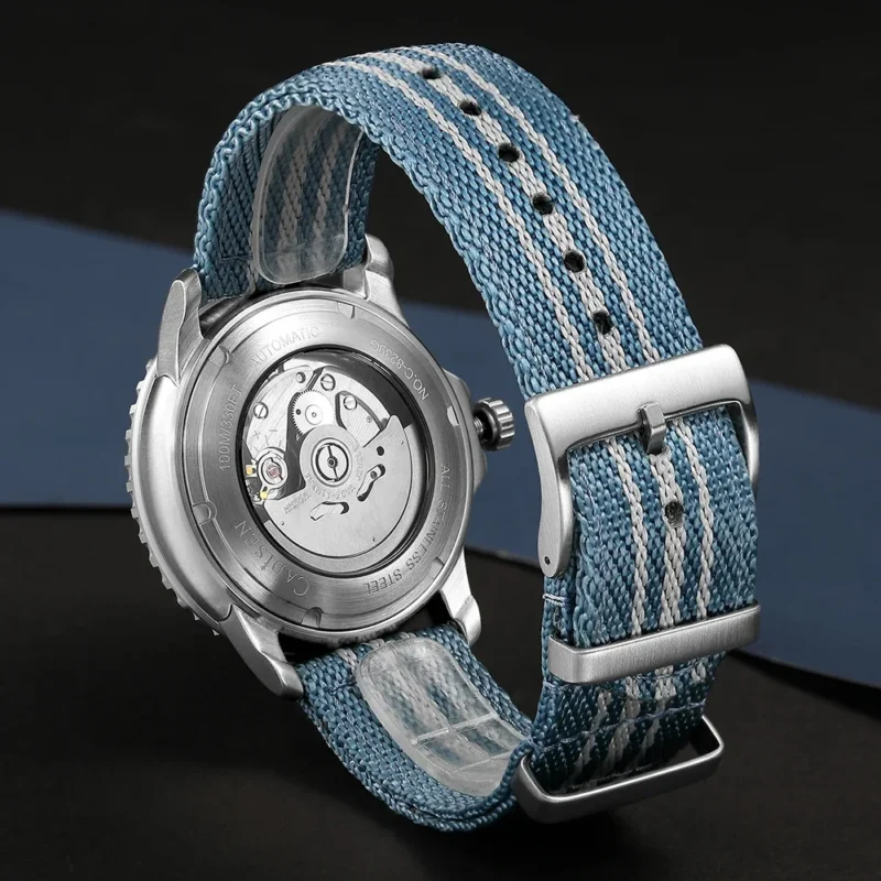 Professional Dive Automatic Watch with Luminous Dial and Canvas Strap - Image 4