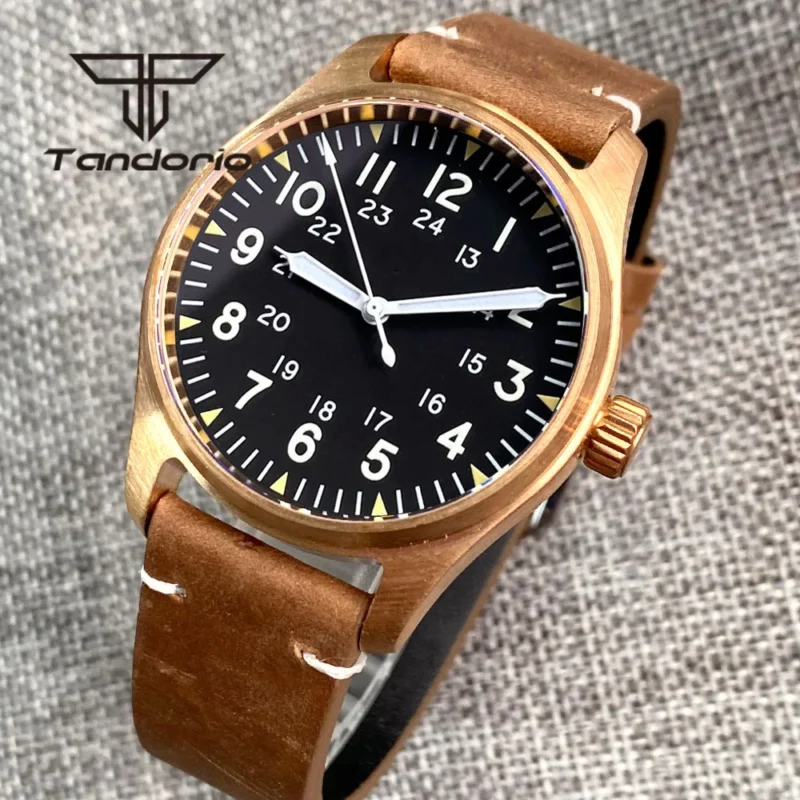 Bronze Automatic Dive Watch 200M Water Resistant with Sapphire Crystal and Leather Strap - Image 10