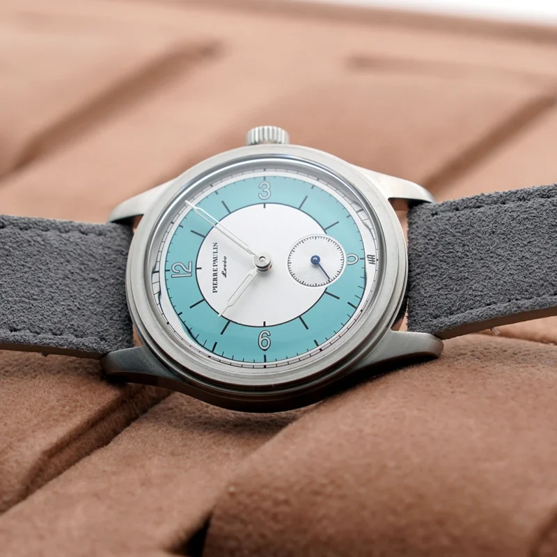 Vintage Salmon Dial Mechanical Hand-Wind Skin Diver Watch with Leather Strap and 50m Water Resistance - Image 4