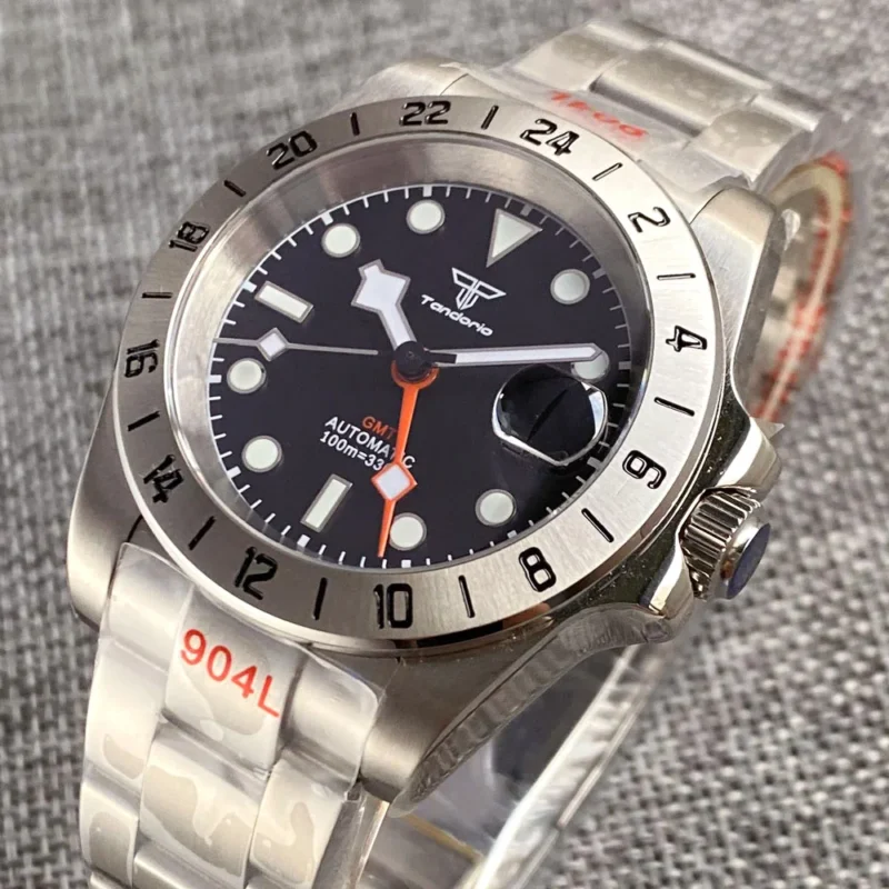 Explorer GMT Automatic Field Watch with Orange 24-Hour Hand and Sapphire Crystal - Image 2