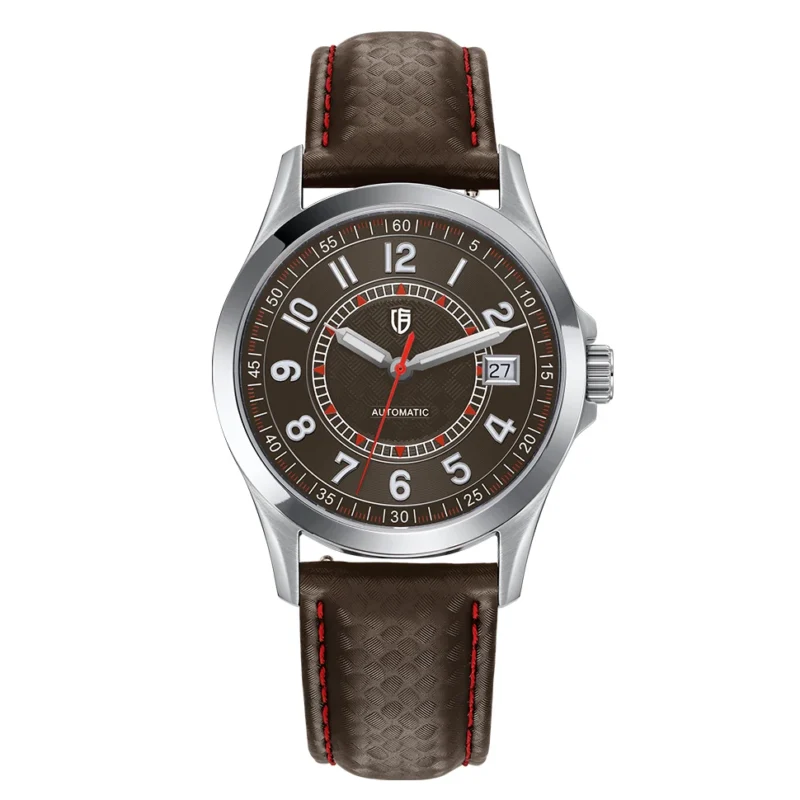 Classic Automatic Dress Watch with Sapphire Crystal and Leather Strap - Image 10