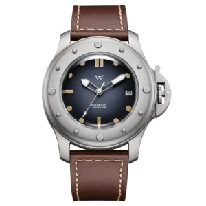 Premium Titanium Automatic Watch with Leather Strap and 100M Water Resistance
