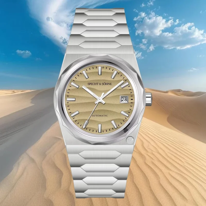 Elegant Blue Dial Automatic Watch with Sapphire Crystal and Stainless Steel Bracelet - Image 3