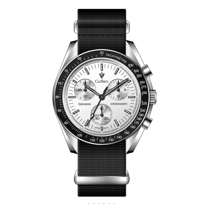 Classic Chronograph Quartz Watch with Sapphire Crystal and Canvas Strap - Image 8