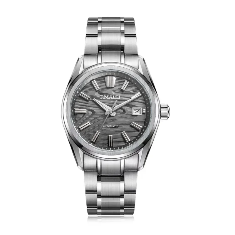 White Birch Automatic Watch with Sapphire Crystal and Stainless Steel Bracelet - Image 7