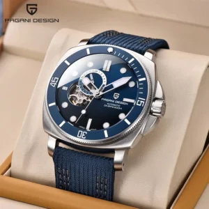 Square Automatic Dive Watch Seiko NH39A Movement Sapphire Crystal 656ft Water Resistant Steel Bracelet
