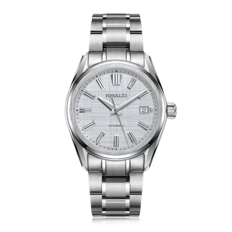 White Birch Automatic Watch with Sapphire Crystal and Stainless Steel Bracelet - Image 2
