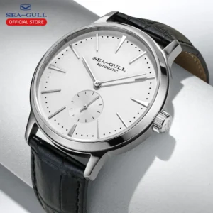 Classic Automatic Self-Wind Mechanical Watch with Sapphire Crystal and Leather Strap