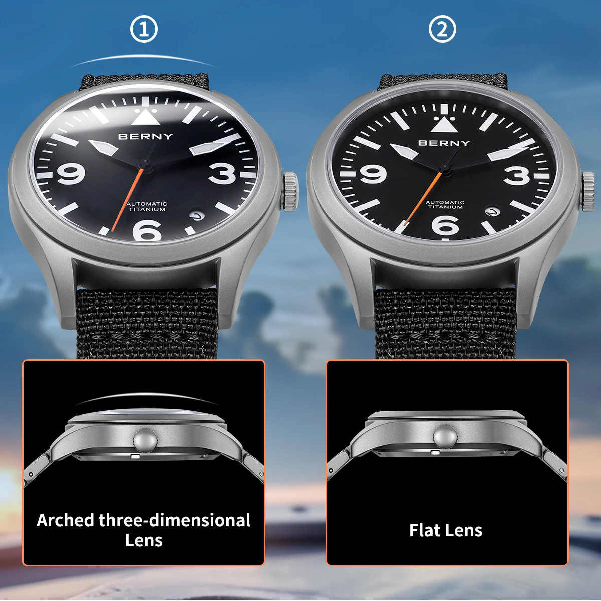 Professional titanium pilot watch with precision timing capabilities