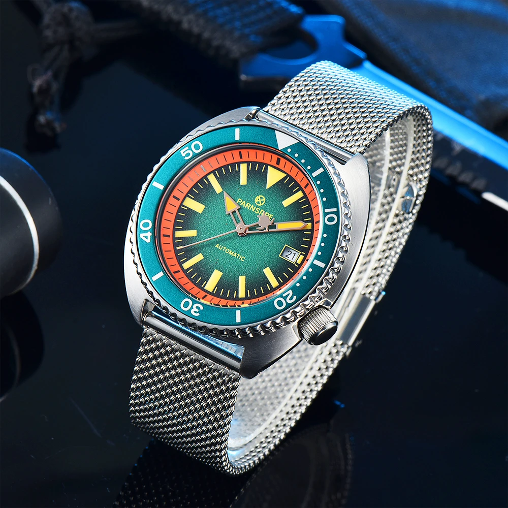 Professional dive watch showing essential features including rotating bezel and luminous markers