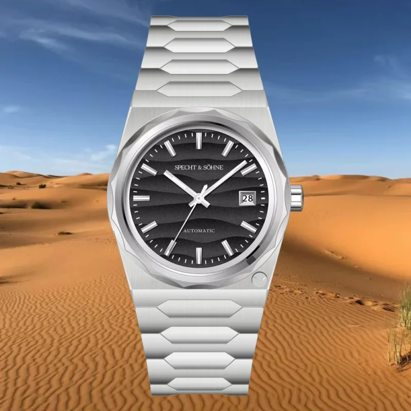 Elegant Blue Dial Automatic Watch with Sapphire Crystal and Stainless Steel Bracelet - Image 4