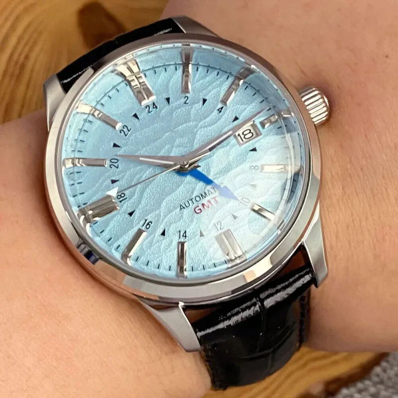 Desert Texture GMT Automatic Watch with 200m Water Resistance and Leather Strap - Image 19
