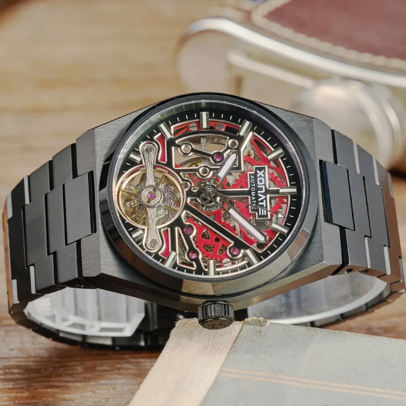 Luxury Skeleton Automatic Watch with Sapphire Crystal and Stainless Steel Bracelet - Image 2