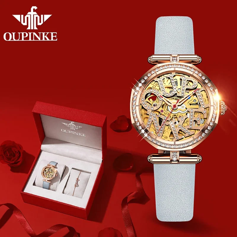 Luxury Women's Skeleton Automatic Watch with Sapphire Crystal and Ceramic Bracelet - Image 9