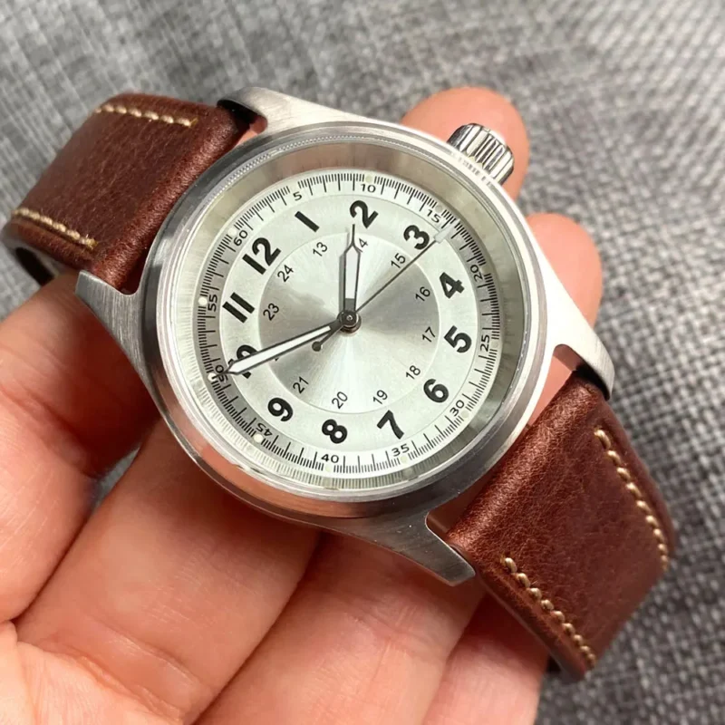 Vintage Bronze 36mm Automatic Pilot Watch with Sapphire Crystal and Leather Strap - Image 19