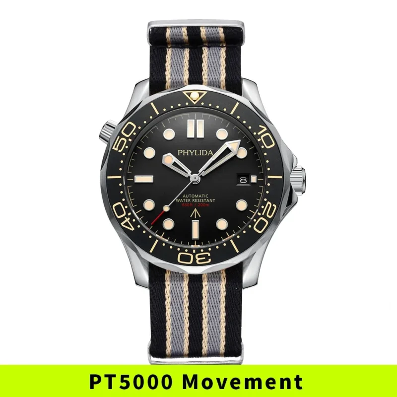 Professional Automatic Dive Watch with Sapphire Crystal and Mesh Bracelet 200M Water Resistant - Image 6