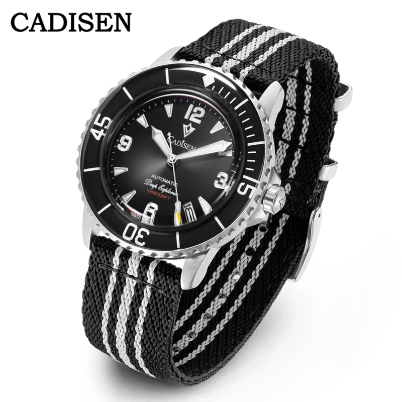 Professional Dive Automatic Watch with Luminous Dial and Canvas Strap - Image 9