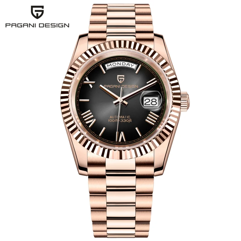 Classic Rose Gold Automatic Watch With Sapphire Crystal And Stainless Steel Bracelet - Image 9