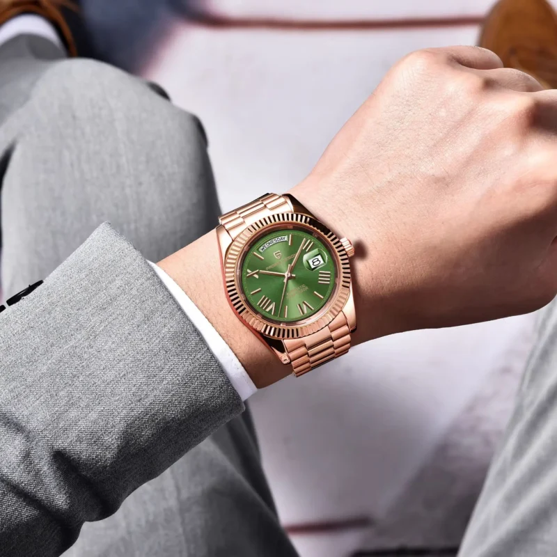 Classic Rose Gold Automatic Watch With Sapphire Crystal And Stainless Steel Bracelet - Image 4