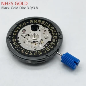 Premium NH35 Automatic Movement Watch Mechanism with Black-Gold Date Wheel for Custom Watch Builds