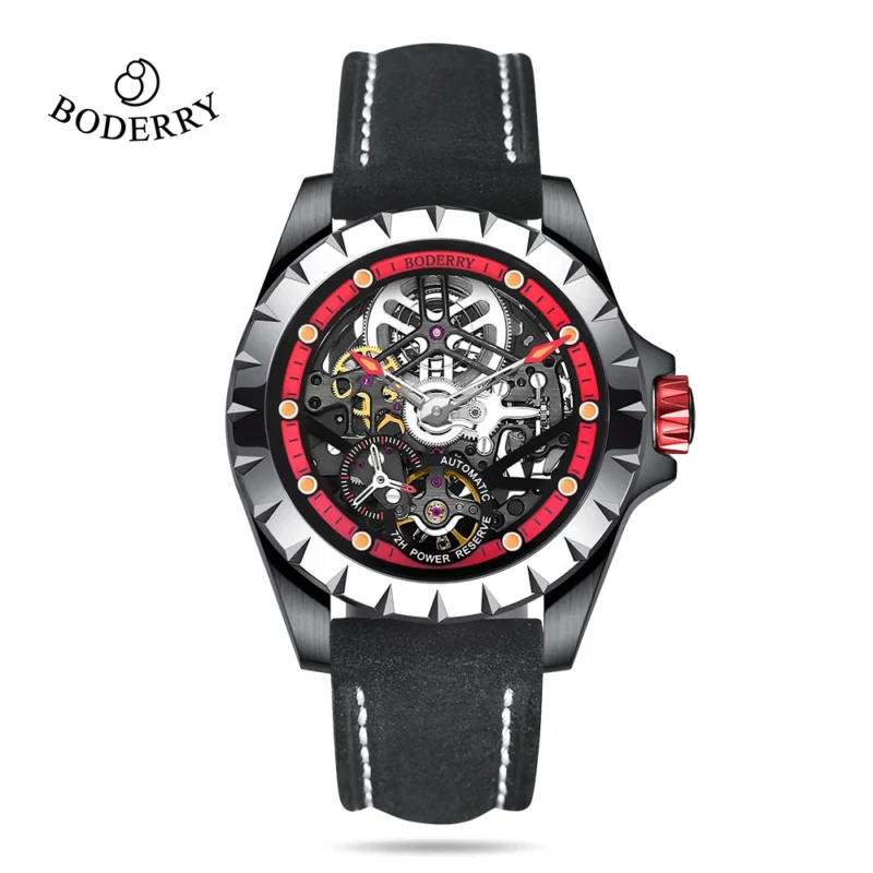 Skeleton Automatic Mechanical Watch with Stainless Steel Case and Luminous Display - Image 7