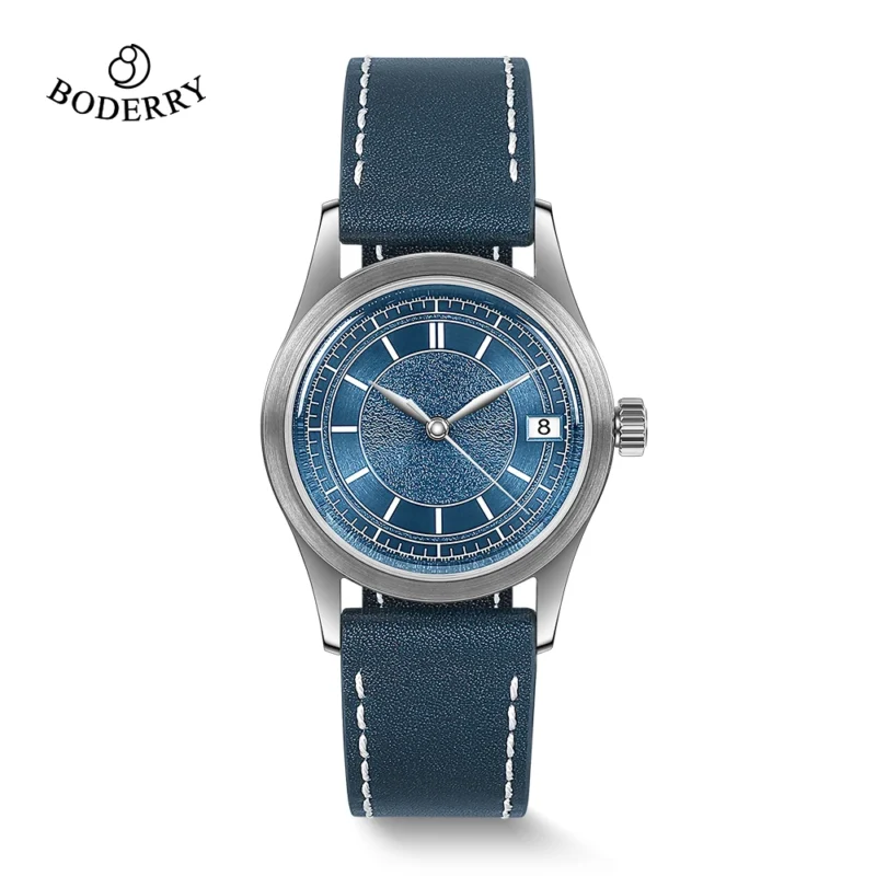 Vintage Automatic Watch with 100M Water Resistance and Sapphire Crystal, Stainless Steel Case with Leather Strap - Image 7