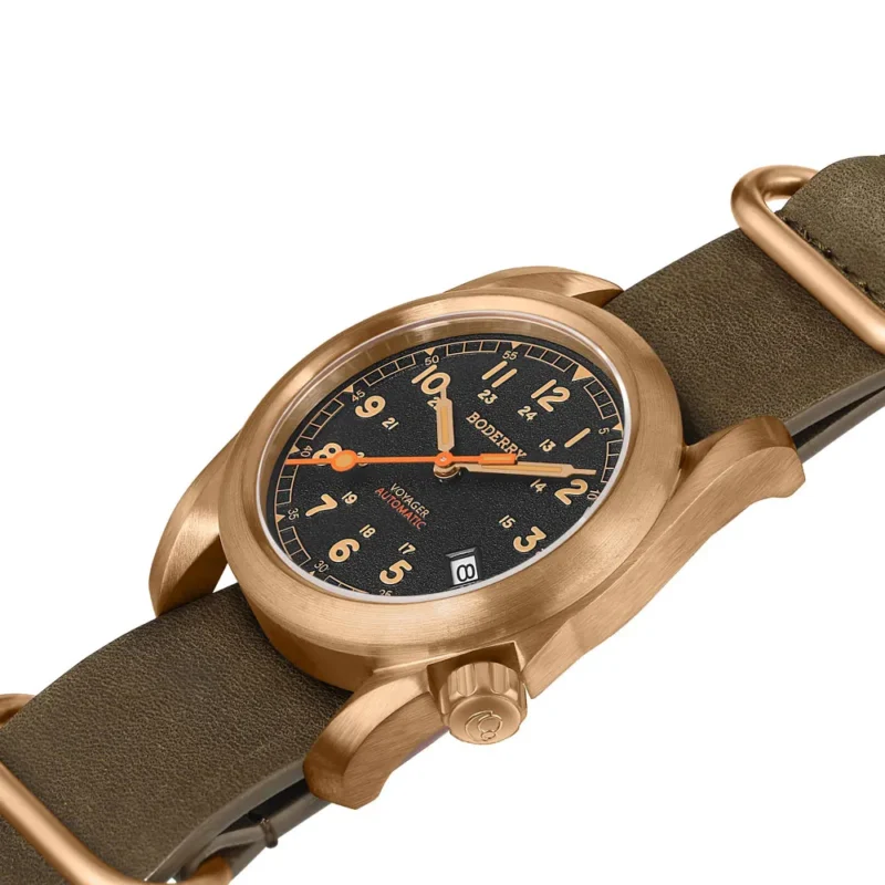 Voyager Bronze Field Automatic Watch with Sapphire Crystal and Leather Strap - Image 3