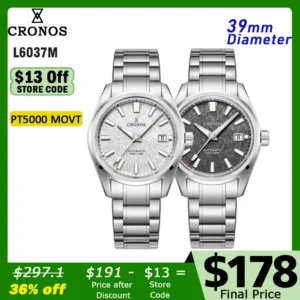 Professional Dive Automatic Watch with Sapphire Crystal and Female End Link Bracelet