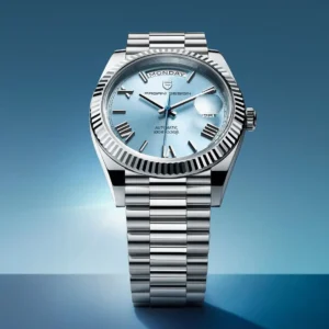 Classic Automatic Luxury Watch with Sapphire Crystal and Stainless Steel Bracelet
