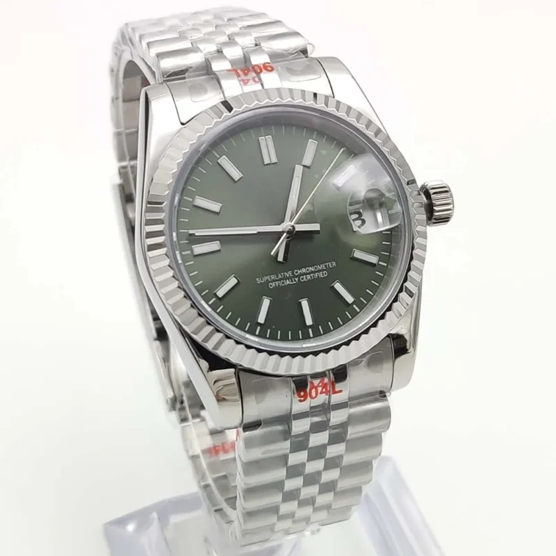 Classic Men's Automatic 36mm Watch with Luminous Dial and Stainless Steel Bracelet - Image 4