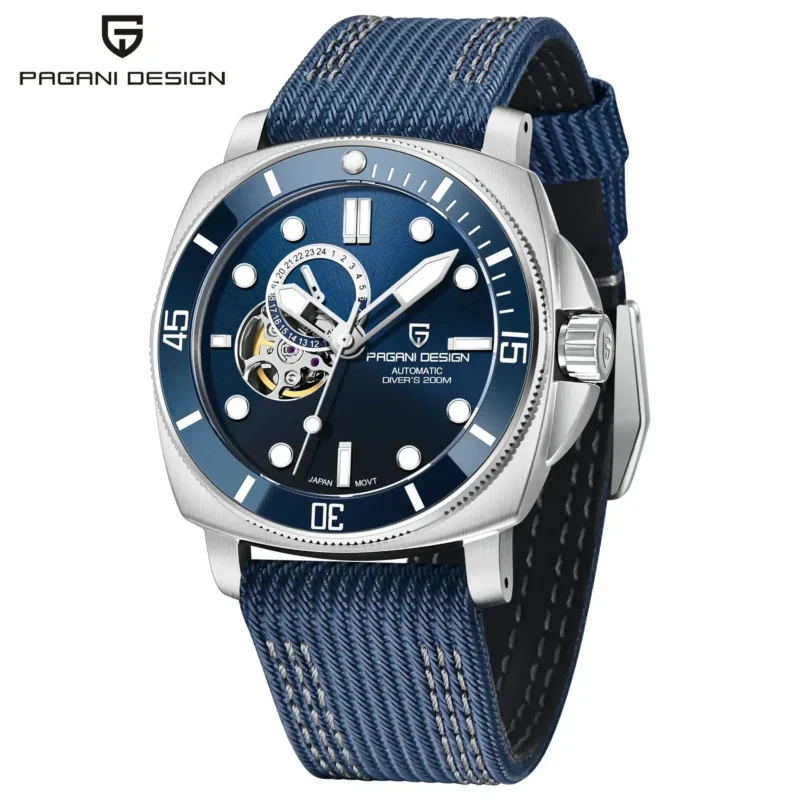 Square Automatic Dive Watch Seiko NH39A Movement Sapphire Crystal 656ft Water Resistant Steel Bracelet - Image 10