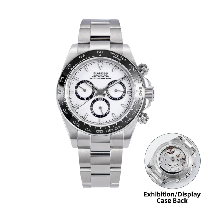 Professional Panda Dial Chronograph Automatic Watch with Ceramic Bezel and Stainless Steel Bracelet - Image 10